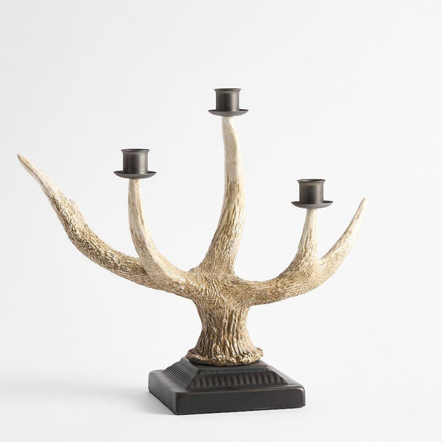 Antler Taper Candle Holder, Natural, Triple Taper