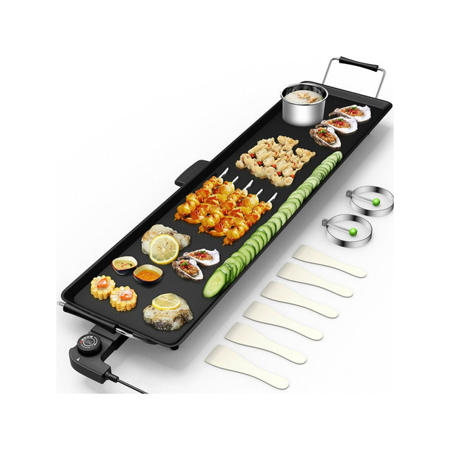 Electric Teppanyaki Table Top Grill Griddle BBQ Barbecue Nonstick Camping