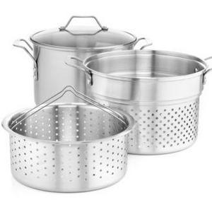 Calphalon - Simply Stainless Steel 8 Qt. Covered Multi-Pot with Strainer & Steamer Inserts