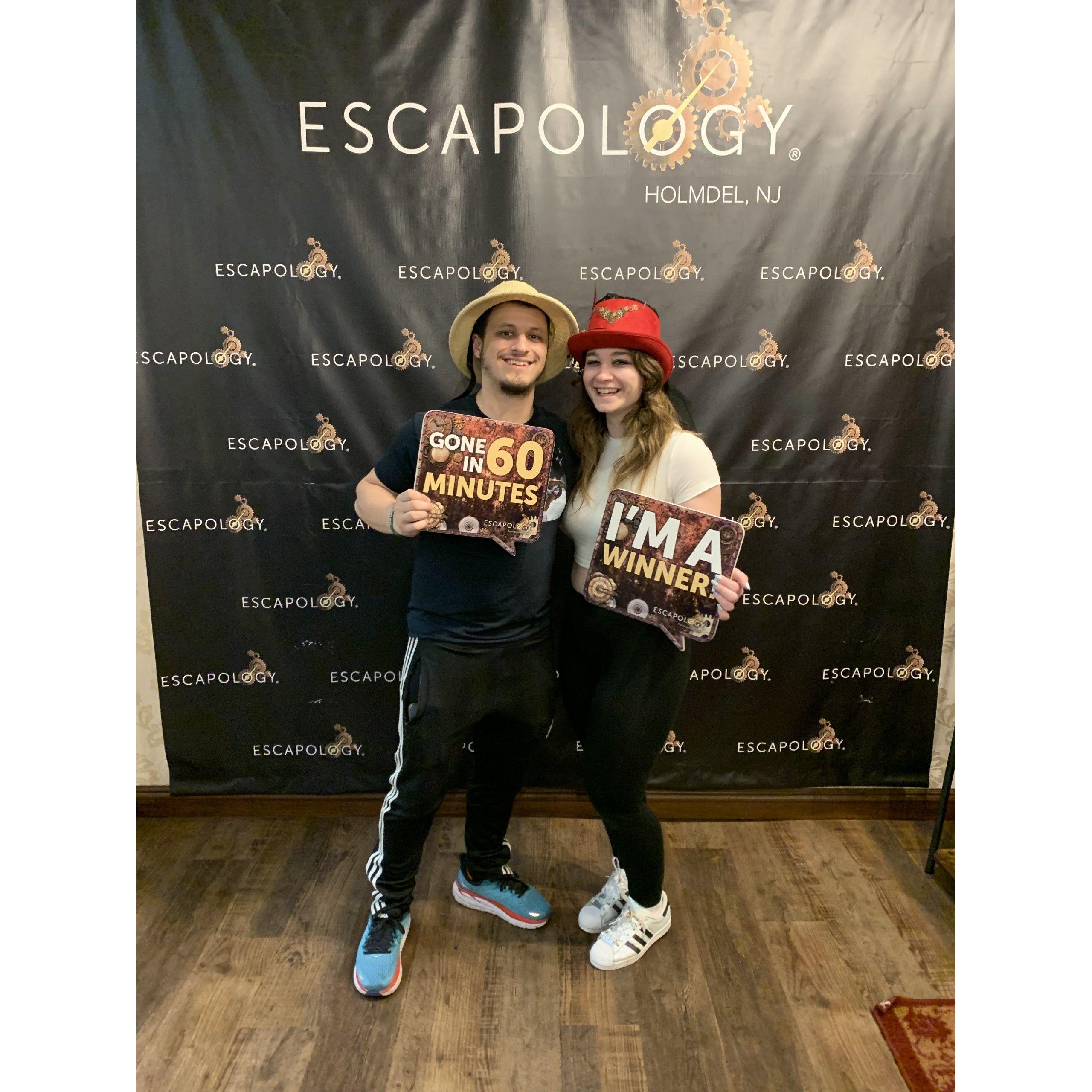 One of many escape rooms we won together!