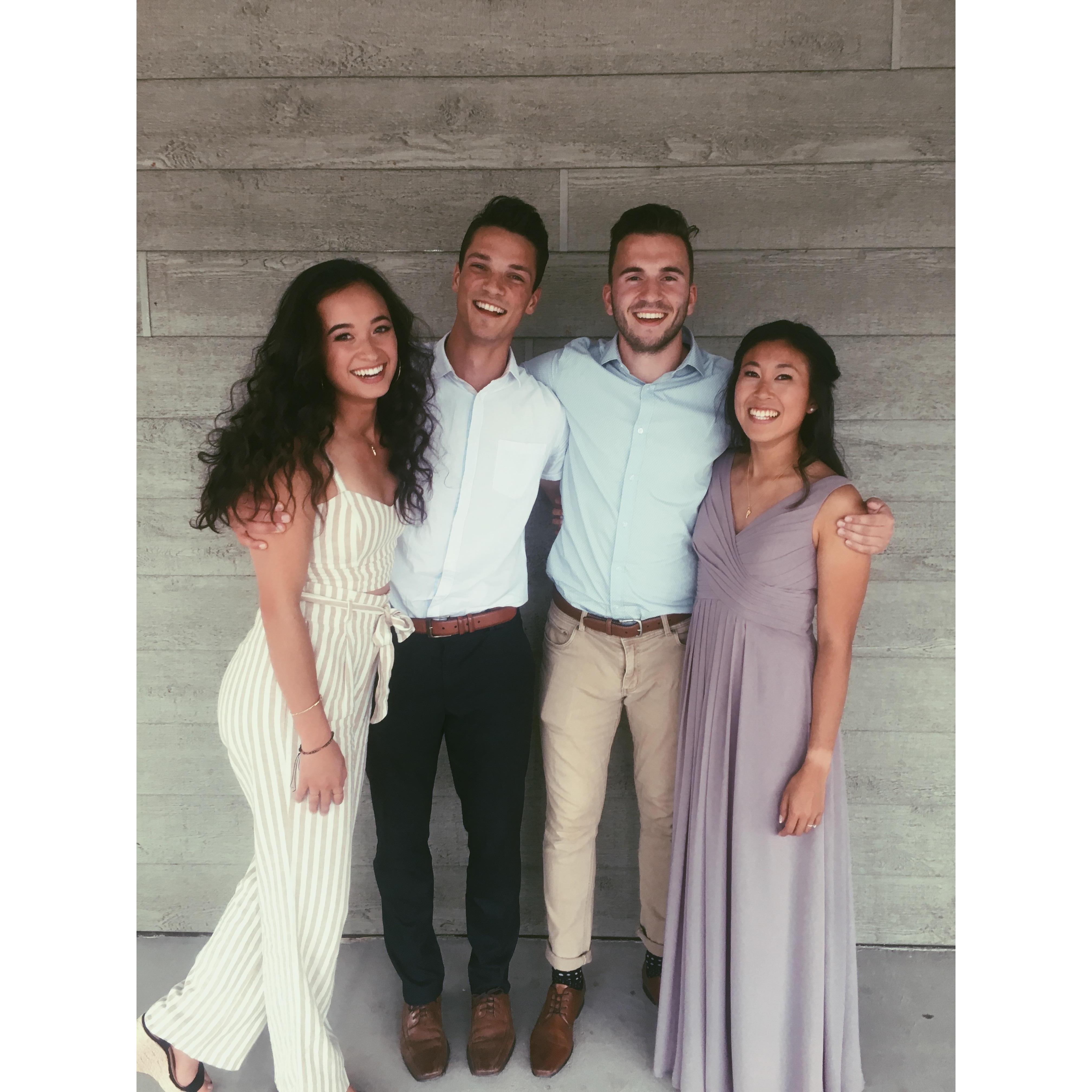 Rachel, David, Jared, and Emma at a friend's wedding