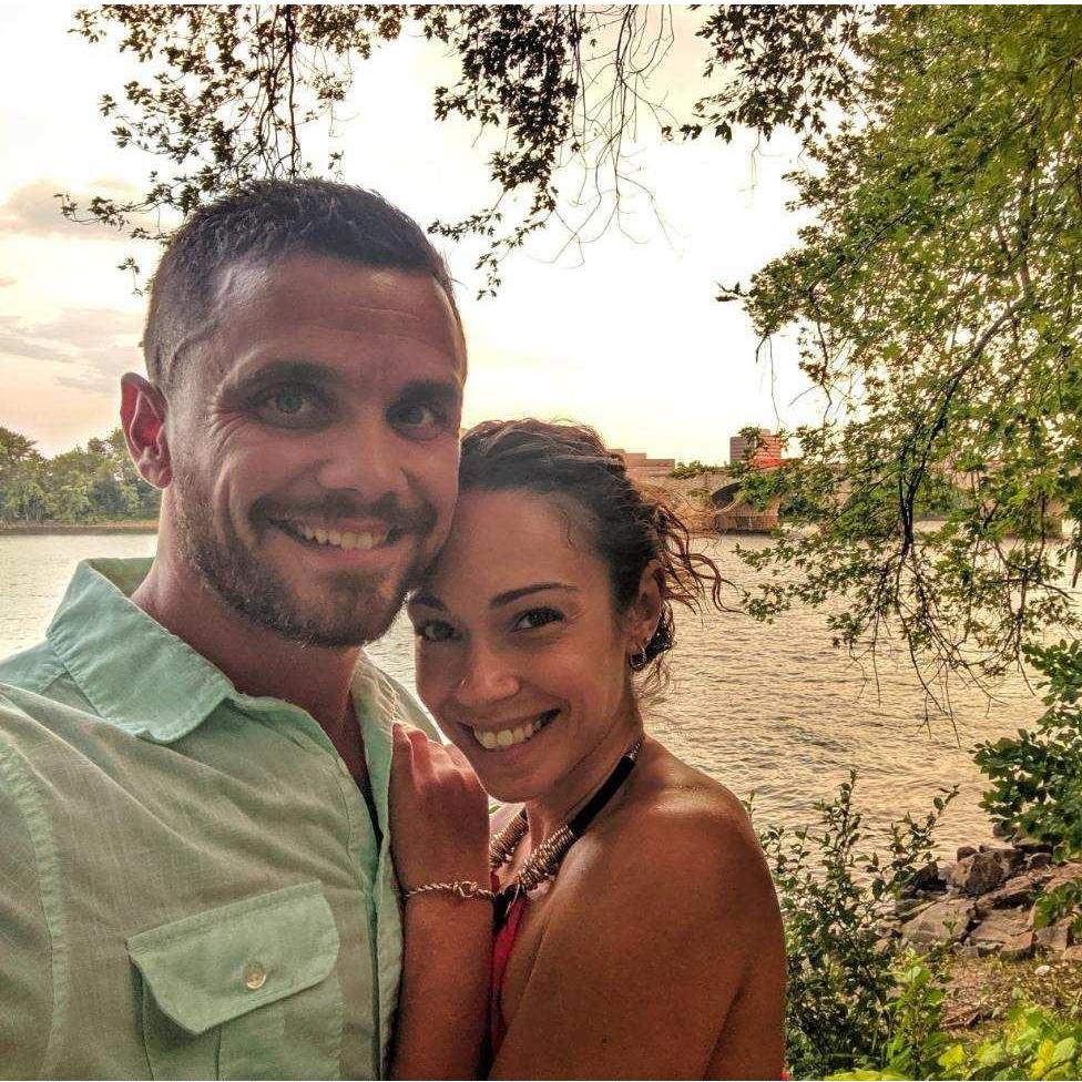 One of our first dates, getting caught in the rain