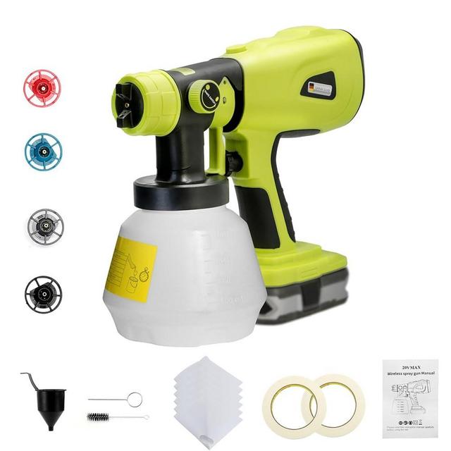 Paint Sprayer for Ryobi 18V Battery, Cordless Paint Sprayer with 1000ML Container, Handheld HVLP Paint Gun Electric Paint Sprayer for House Painting Projects: Fence, Cabinets, Chairs(No Battery)