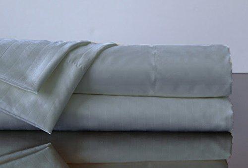 Comfort Linen 1500 King Size Sateen Stripe 4 Piece Sheet Set- Silver