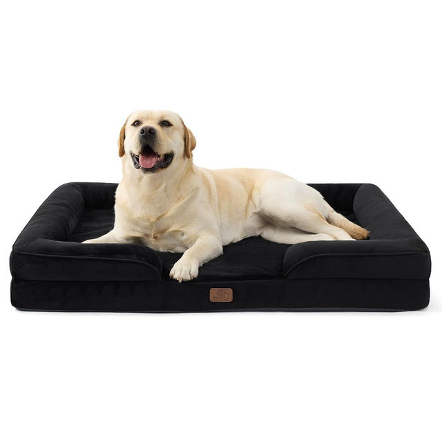 Bedsure Jumbo Orthopedic Dog Bed for Extra Large Dogs - Washable XLarge Dog Cat Bed Waterproof, Comfort Dogs Couch Sofa with Washable Removable Cover, Pet Bed with Nonskid Bottom, Black, 45"