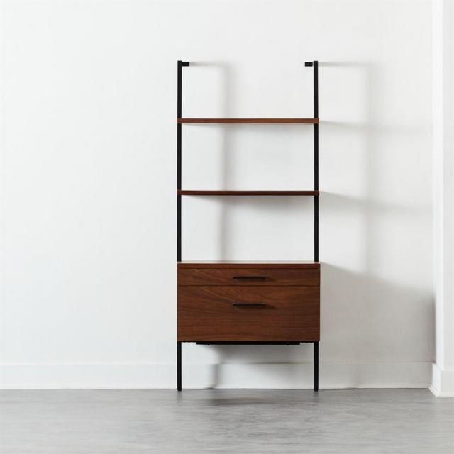 Helix 70" Walnut Bookcase with 2 Drawers