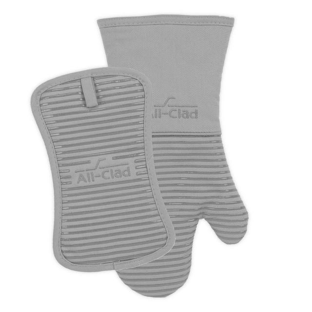 All-Clad 2-Piece Silicone Oven Mitt and Pot Holder Set in Titanium