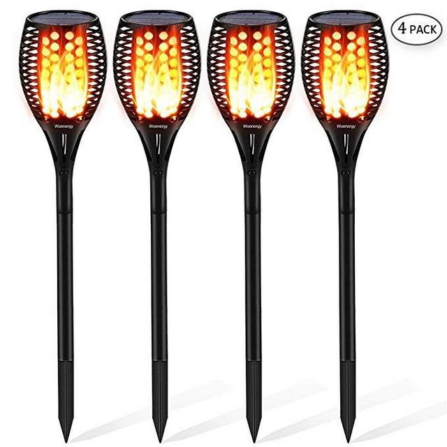 Bebrant Solar Torch Light Upgraded-42.9 inches Flickering Flames Torches Lights-Waterproof Solar Lights Outdoor Landscape Decoration Lighting Dusk to Dawn Auto On/Off for Garden Pathway Driveway 4Pack