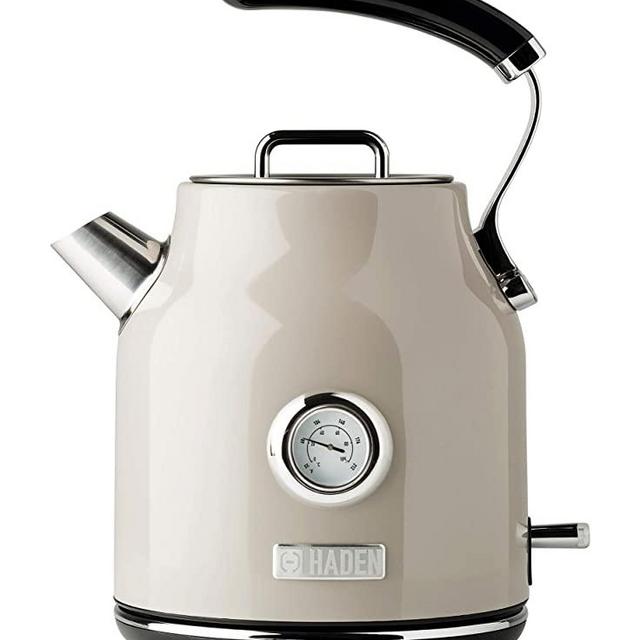 Haden DORSET 1.7 Litre Stainless Steel Retro Electric Kettle with Auto Shut-Off and Boil-Dry Protection in Putty Beige