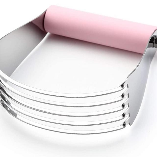Spring Chef Dough Blender, Top Professional Pastry Cutter with Heavy Duty Stainless Steel Blades, Large Size, Pink Lemonade