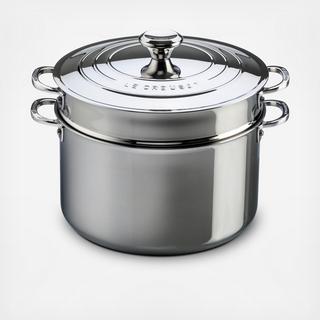 Stainless Covered Stock Pot with Colander Insert
