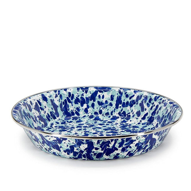 Golden Rabbit Enamelware Pie Pan Plate, 10 inch, Ocean