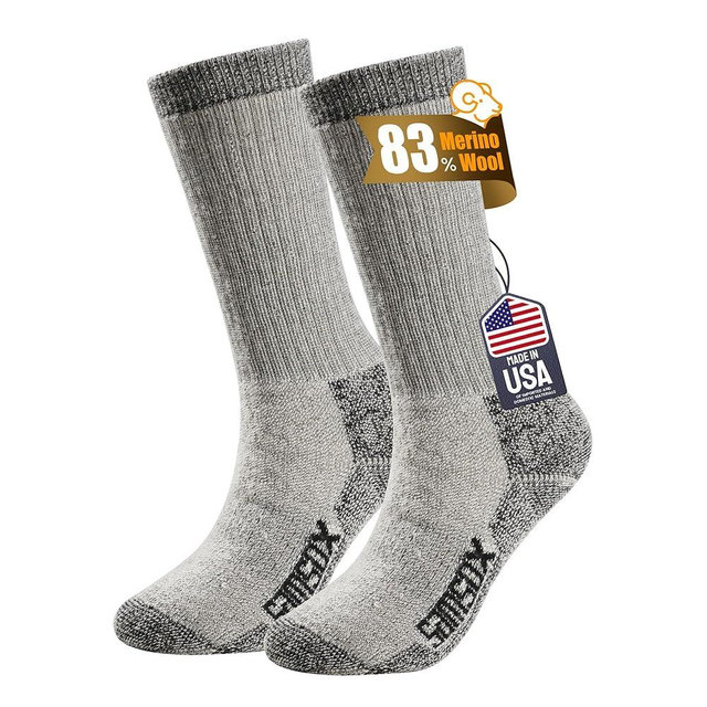 SAMSOX Merino Wool Boot Socks, Made in USA, Heavyweight with Full Cushion, Tactical Socks for Hunting (Bozeman)