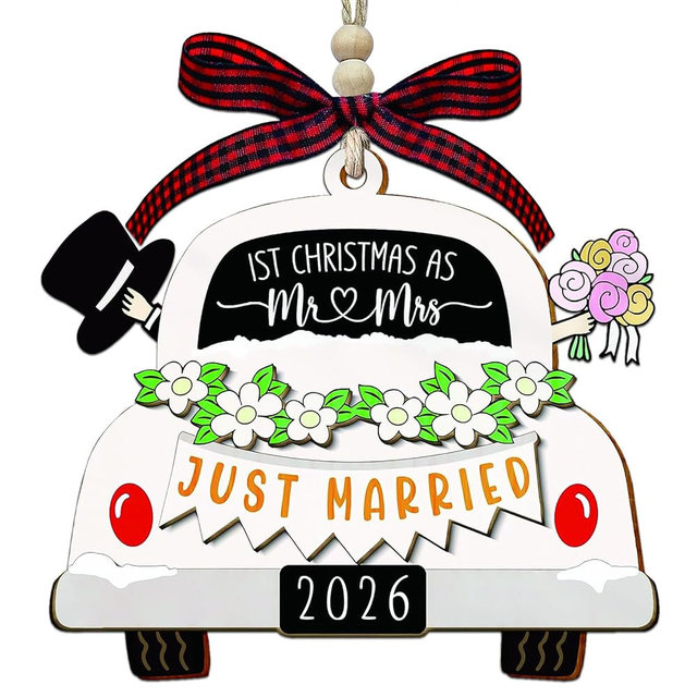 Our First Christmas Married Ornament 2026, Wedding Ornament, Newlywed Gift | Our First Christmas Ornament 2026, 1st Year Married, Mr And Mrs, Just Married, Wedding Gifts For Couples, Bridal Shower Gifts