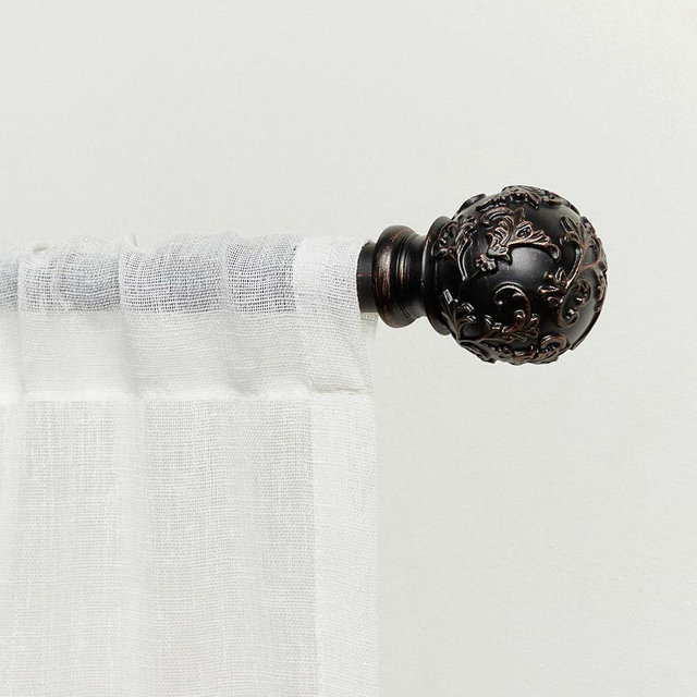 EXCLUSIVE HOME Vine 1" Curtain Rod and Finial Set, Oil Rubbed Bronze, Adjustable 66"-120"