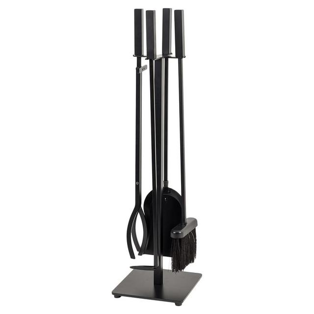 Modern Ember Harriet 5 Piece Fireplace Tool Set in Black | Includes Brush, Shovel, Fire Poker, Tongs, and Stand | Heavy-Duty Steel | Heat-Resistant Powder Coating Finish