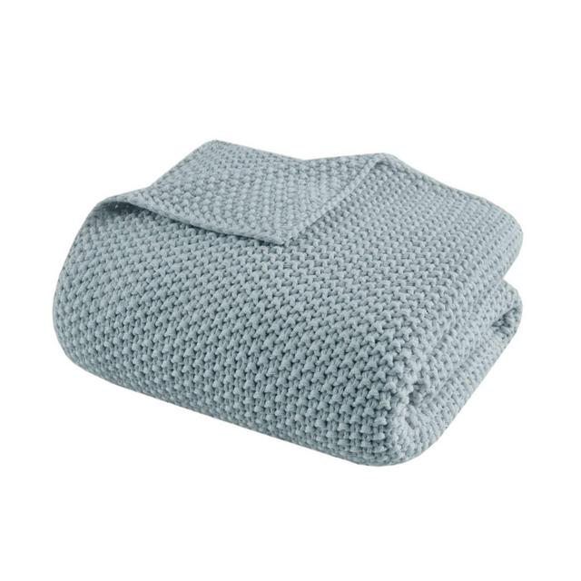 Ink+Ivy 50"x60" Bree Knit Throw Blanket Light Blue