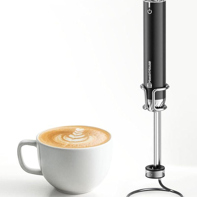Maestri House Barista-Grade Milk Frother, LunaFro Art Rechargeable Handheld Frother with Stepless Speed Control, Silicone Dot-Pad with IPX6 Waterproof, Latte Art-Level Microfoam for Latte & Flat White