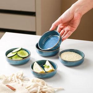 Selamica Ceramic 3.3 Inch Soy Sauce Dish Dipping Bowls Side Dishes Small Appetizer Pinch Bowls for Condiments, Sushi, Ketchup, BBQ-Set of 6(Ceylon Blue)