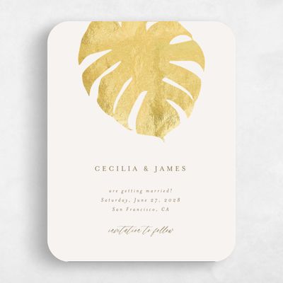 Beige Rounded Wedding Save the Date - Maui Classic Foil