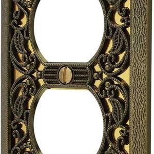 Amerelle 65DAB Filigree Wallplate, 1 Duplex, Antique Brass