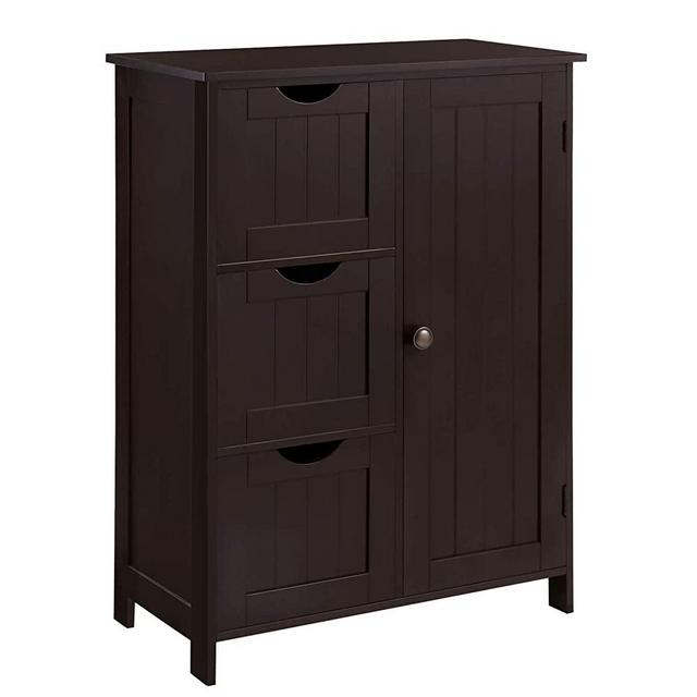 VASAGLE Bathroom Storage Cabinet, Floor Cabinet with 3 Large Drawers and 1 Adjustable Shelf, 23.6 x 11.8 x 31.9 Inches, Brown UBBC49BR
