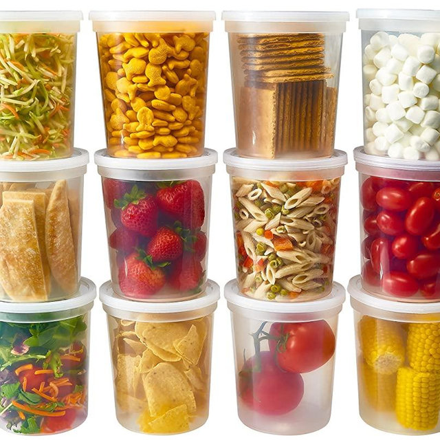 DuraHome - Deli Food Storage Containers With Lids 32 Ounce, Quart Pack of 24 - Plastic Microwaveable Container