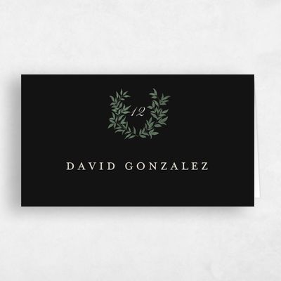 Black Wedding Place Card - Willow