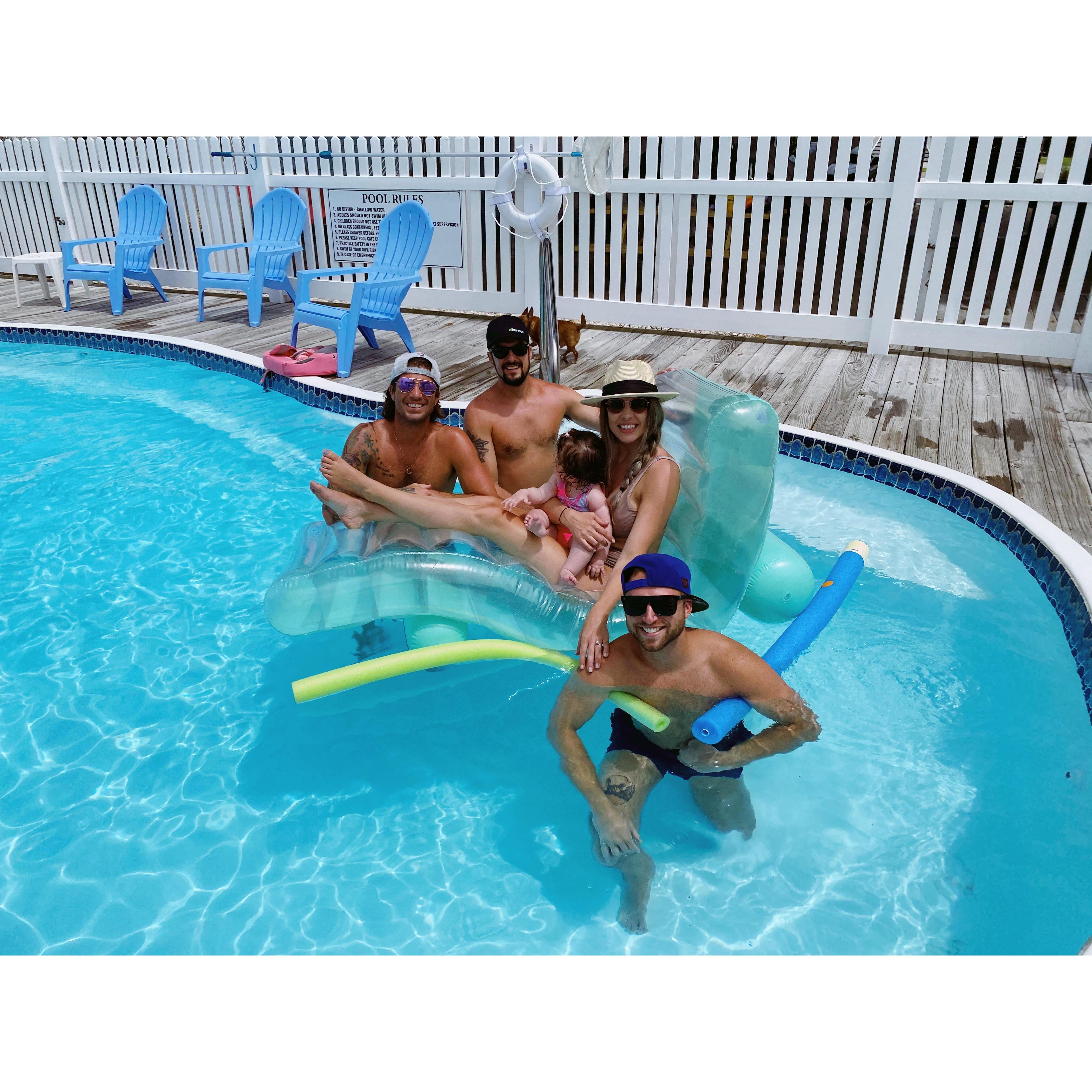 Ryan, Isaac, Sam, Courtney, and baby Chloe, bask in the North Carolina sun!