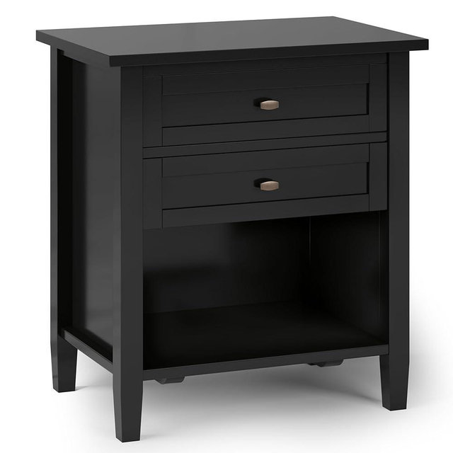 SIMPLIHOME Warm Shaker SOLID WOOD 24 Inch Wide Transitional Bedside Nightstand Table in Black, For the Living Room and Bedroom
