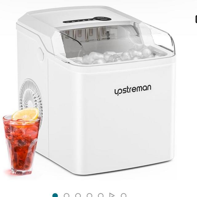 Upstreman Y90 Countertop Ice Maker, Self-Cleaning, Portable Ice Machine, 26Lbs/24 Hours, 9 Ice Cubes Maker Machine, Portable Bullet Ice Maker for Kitchen, Home, Bar, Office, White