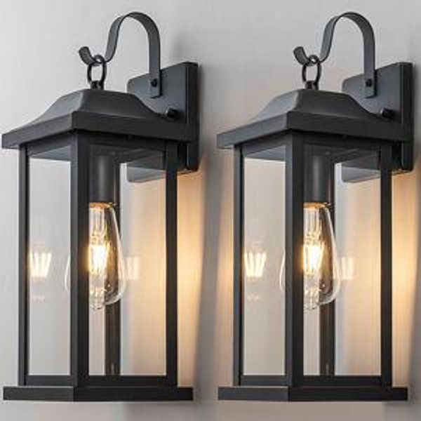 C Cattleya 2 -Pack 1 -Light 16.75-in H Matte Black Hardwired Outdoor Wall Light