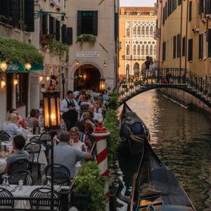Candelit dinner along the canal