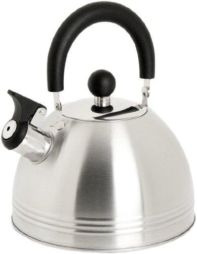 Mr. Coffee Carterton 1.5 Quart Stainless Steel Whistling Tea Kettle, Silver