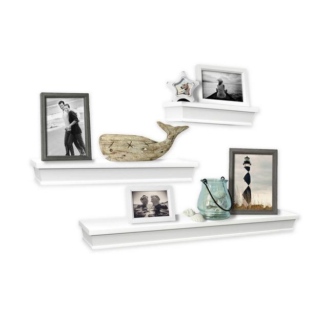 Wall Solutions Ledge 3-Piece Shelf Set in White