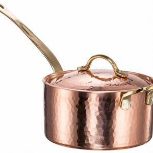 New DEMMEX 1.2MM Thick Hammered Copper Saucepan with Lid & Helper Handle (1.7-Quart)