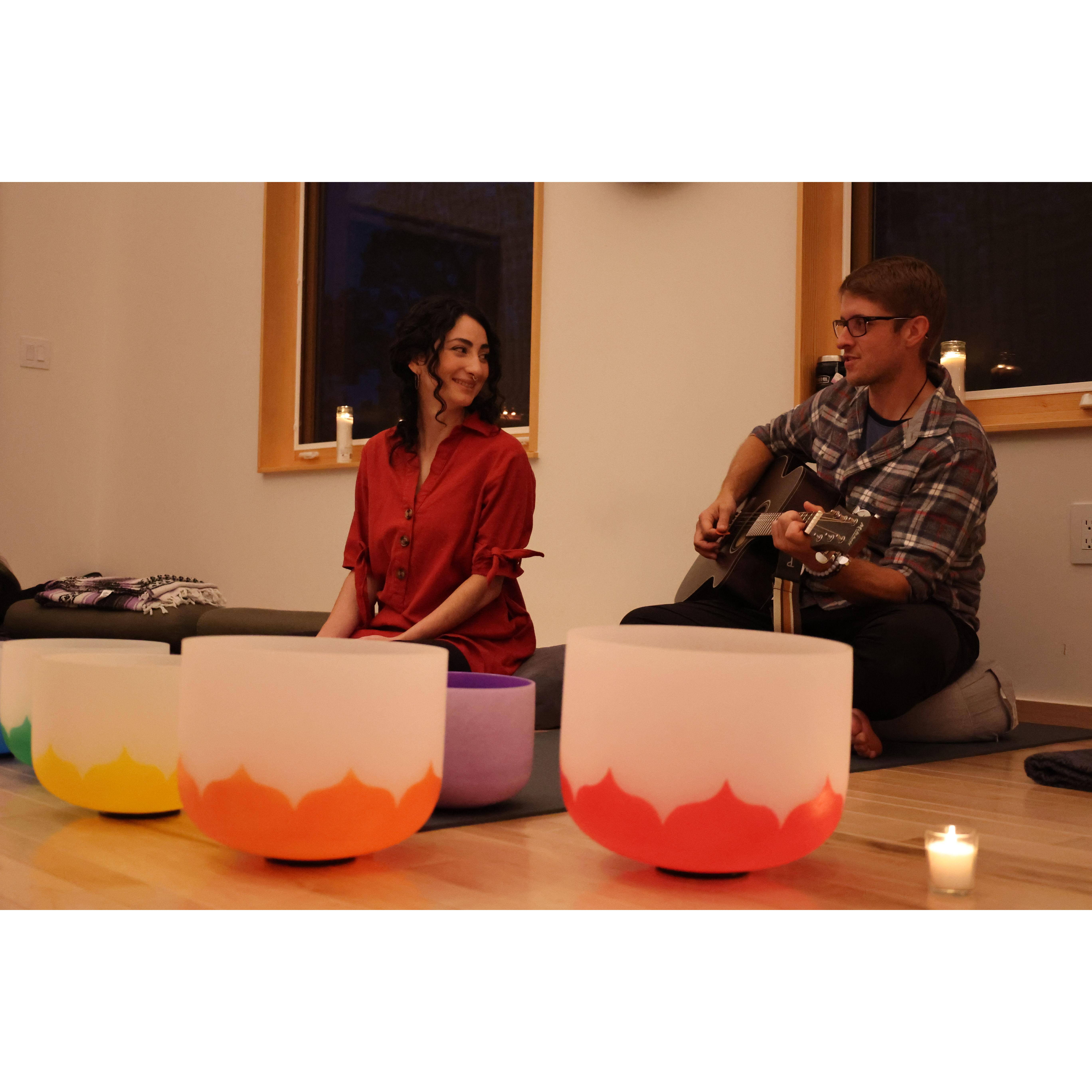 We were asked to play an impromptu sound bath experience. Now we dream of owning our own set of sound bowls and starting a sound bath band.