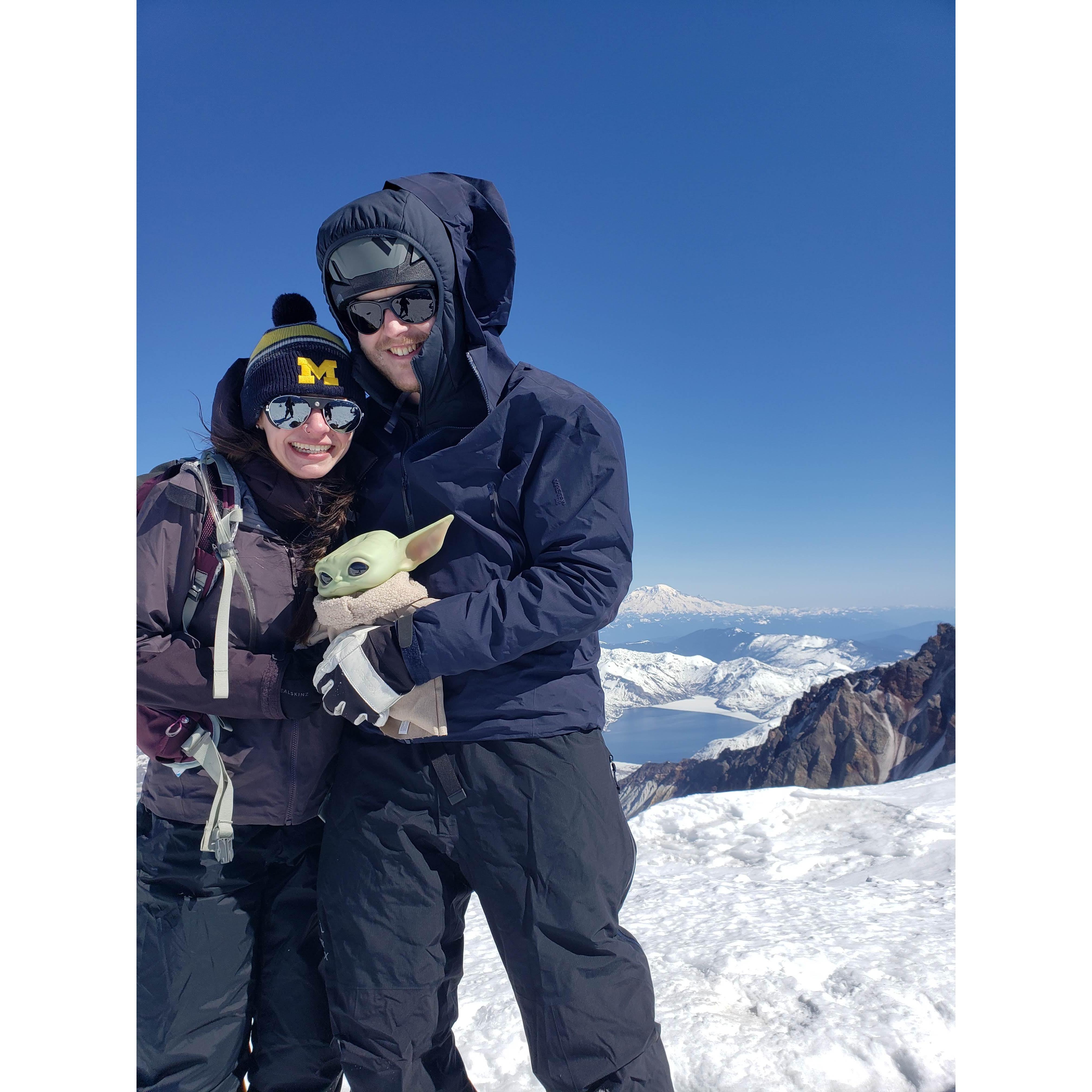 our second summit of Mt St Helens (and Baby Yoda's first)