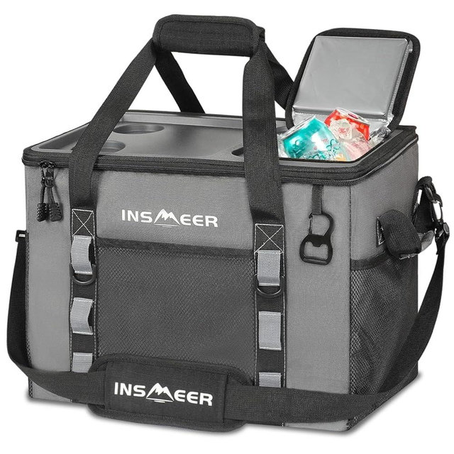 INSMEER Soft Cooler Bag with Hard Shell & 2 Cup Holders, Portable 70 Cans Collapsible Cooler Insulated with Leakproof for Travel, ice chests and Coolers for Beach Camping Picnic
