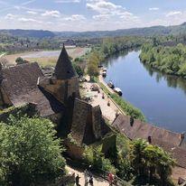 The view from atop when he proposed, below is the Dordogne River in France.