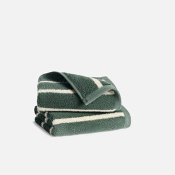 Striped Botanical Green | Turkish Cotton Washcloths
