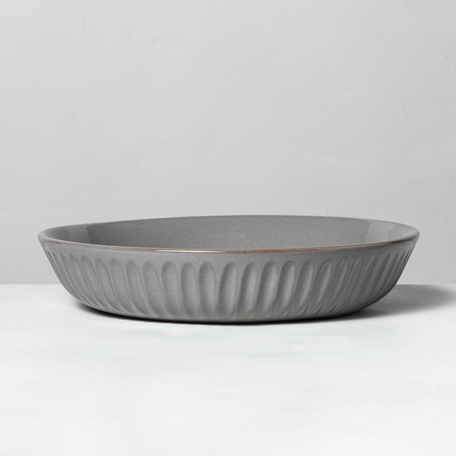 Shallow Fluted Stoneware Serve Bowl Gray - Hearth & Hand™ with Magnolia