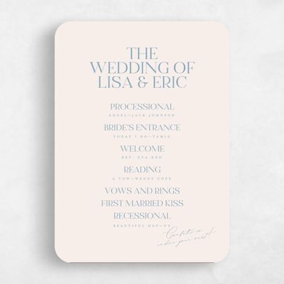 Blue Rounded Wedding Program - Menton