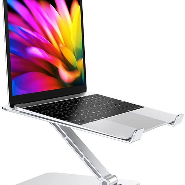 RIWUCT Foldable Laptop Stand, Height Adjustable Ergonomic Computer Stand for Desk, Ventilated Aluminium Portable Laptop Riser Holder Mount Compatible with MacBook Pro Air, All Notebooks 10-16"