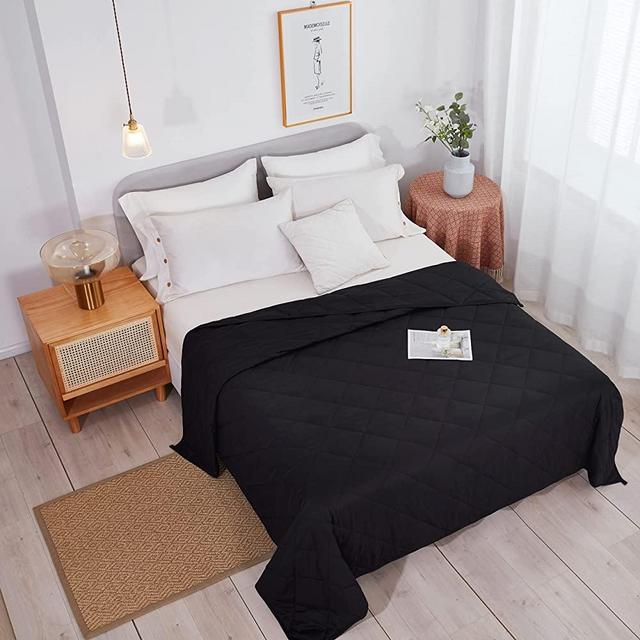 Black Weighted Blanket King Size California King Size for Adults and Couples - 20lbs Weighted Comforter - 400 Thread Count Ultra Soft Cotton
