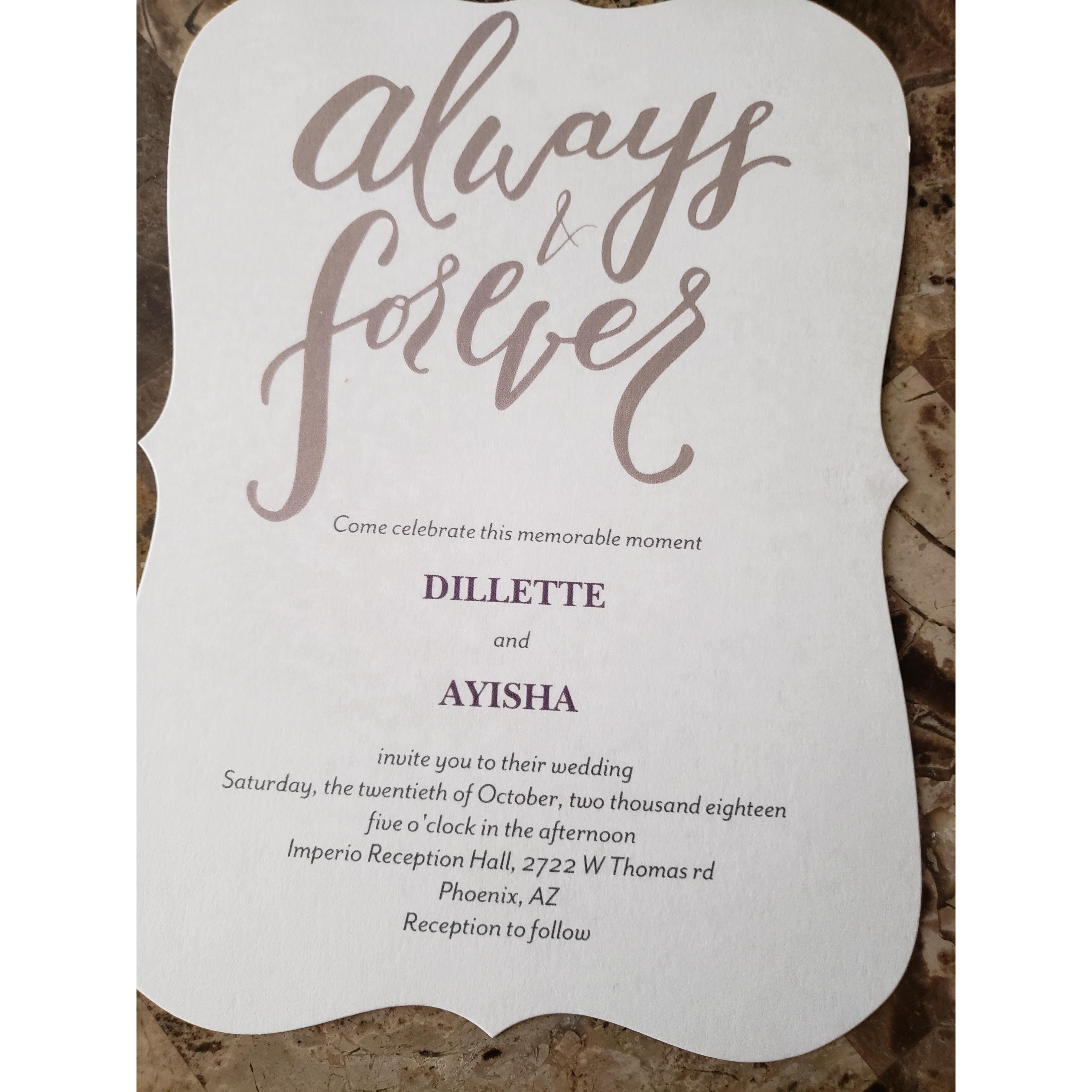 Our wedding invitation