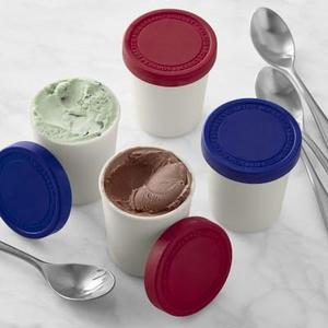 Mini Ice Cream Storage Tubs, Red & Blue, Set of 4