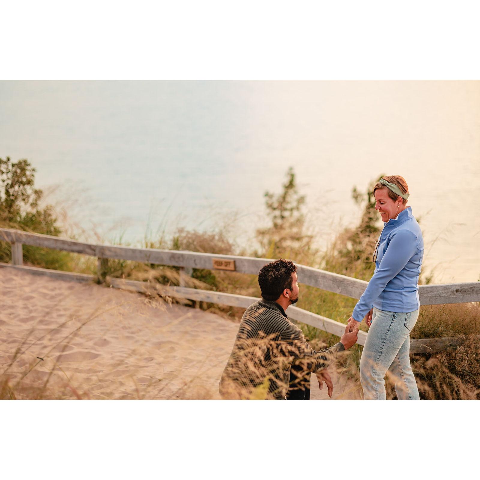 Cory proposed on our 2-year anniversary at Sleeping Bear Dunes National Lakeshore in Michigan.