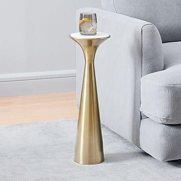 Silhouette Pedestal Drink Table - color Antique Brass