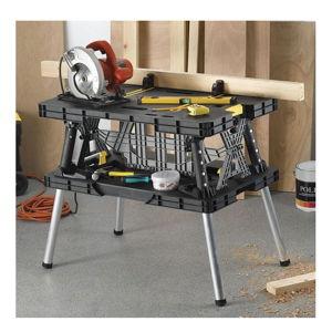 Keter Folding Work Table, Portable Workbench w/ 12" Clamps for Garage/Wood Shop - Heavy-Duty and All-Weather for DIY Home Improvements and Worksites
